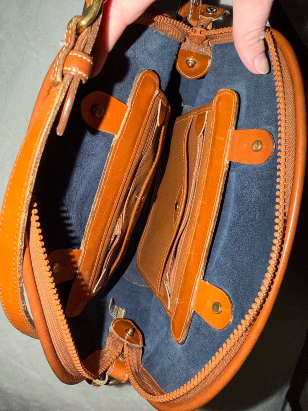 Dooney & Bourke Dark Navy Pebbled Leather Norfolk Satchel - Picture 2 of 6